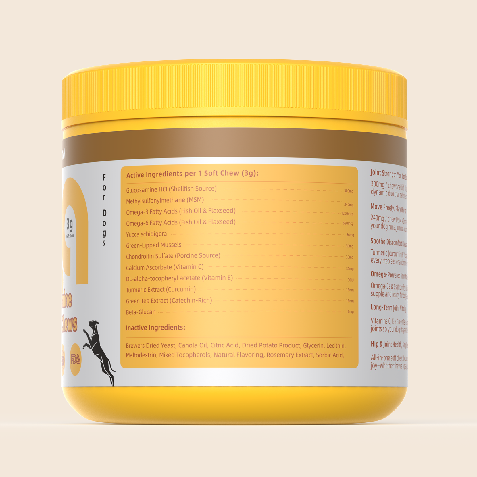 Hip & Joint Support Soft Chews with Glucosamine & Chondroitin—Chicken Flavor