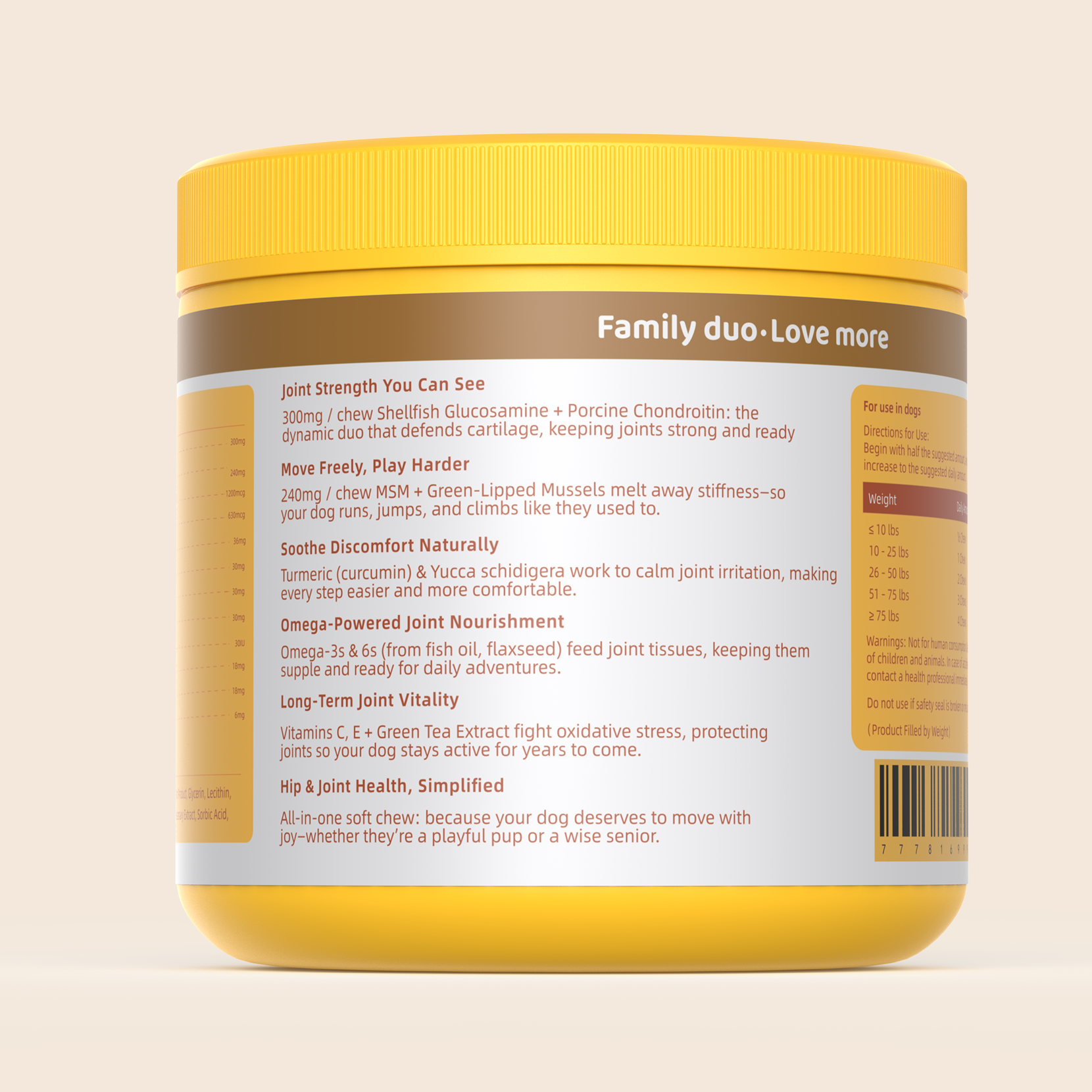 Hip & Joint Support Soft Chews with Glucosamine & Chondroitin—Chicken Flavor