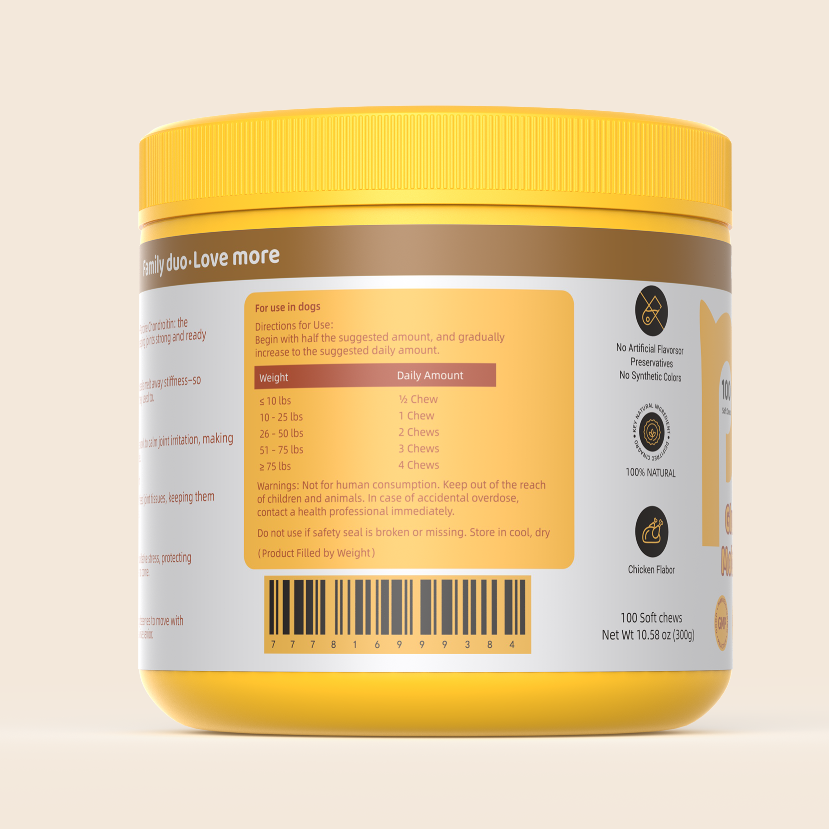 Hip & Joint Support Soft Chews with Glucosamine & Chondroitin—Chicken Flavor