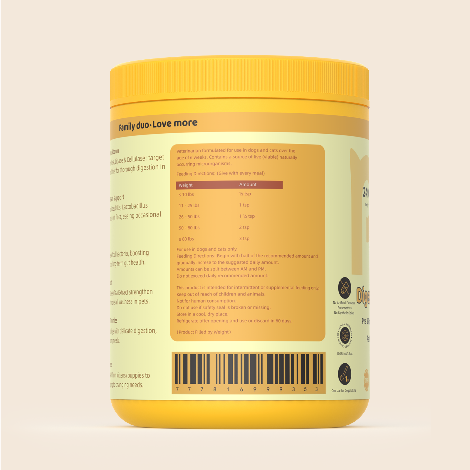 Probiotic Powder for Dogs & Cats – Gut & Digestive Health——8.78 oz